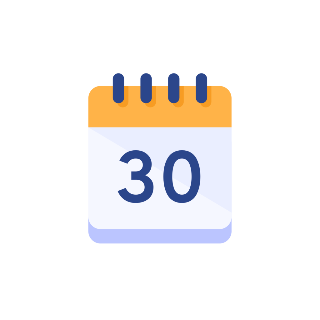 GCMS notes 30 calendar days